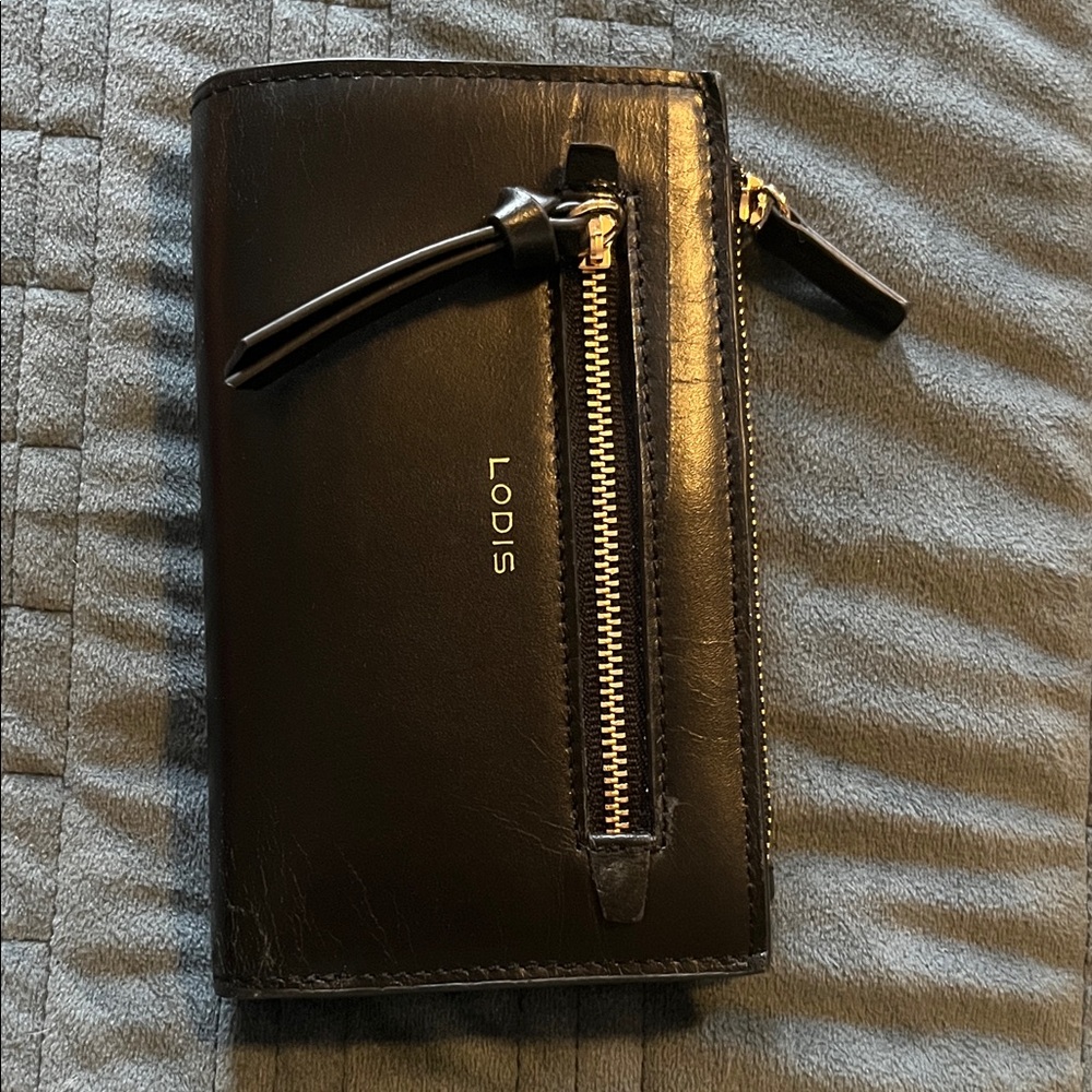 Lodis Black Leather Zip Wallet